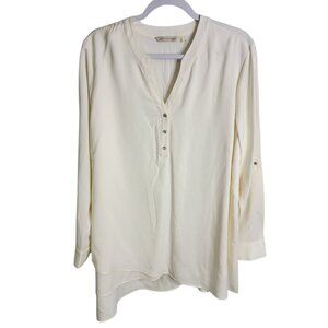 Soft Surroundings Size XL Longline Topnotch Tencel Tunic Ivory Lagenlook Classic